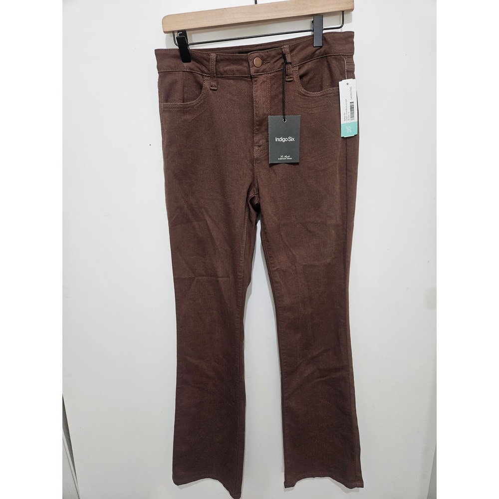 Indigo‎ Six Brown Clean Tonal Bootcut Jean Pants IP165-BR Womens Size 6 NWT